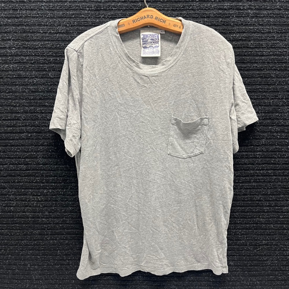 Jungmaven Mens Hemp Organic Cotton Pocket T-Shirt Gray Made in USA Size L